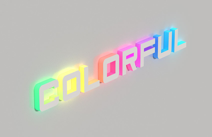 3D Colorful Illuminated Text Effect