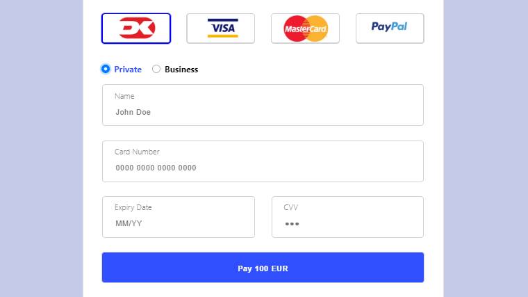Bootstrap 4 credit card payment form