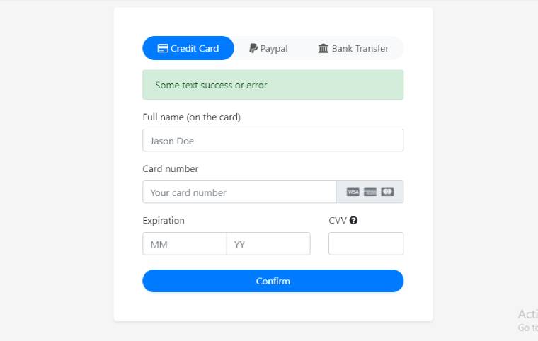 bootstrap payment form 