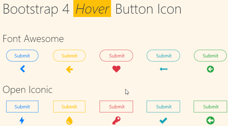 Bootstrap 4 Hover Button Icon