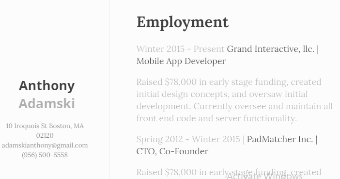 live resume template concept