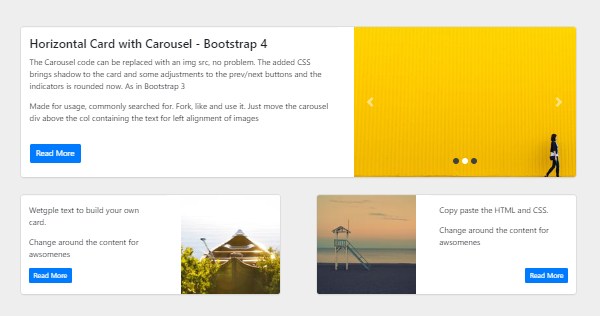 Horizontal bootstrap Cards