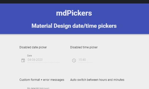 Material Design date time picker