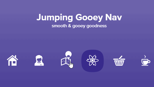 jumping gooey navigation using css js