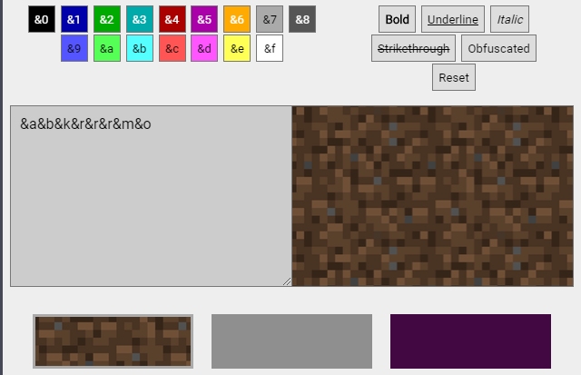 Minecraft color codes