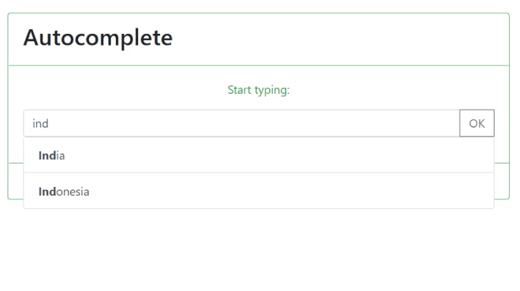 Bootstrap 4 Autocomplete input