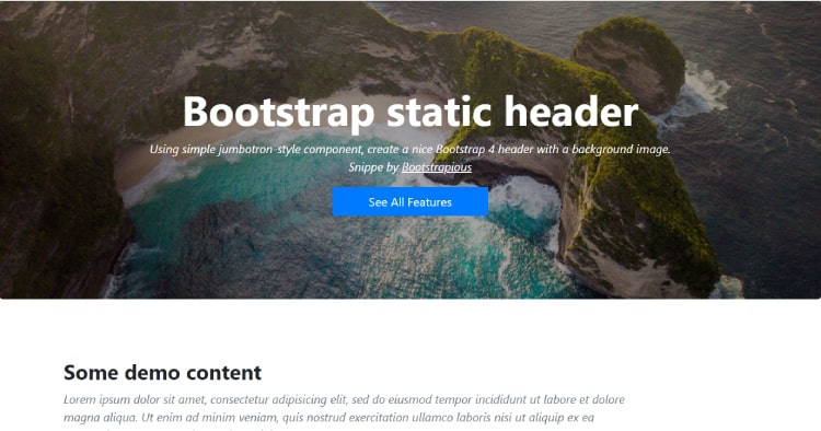 Bootstrap static header