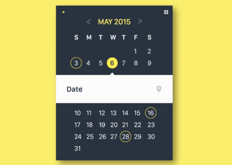 Calendar Widget UI Mockup