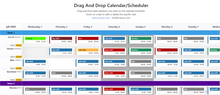 calendar scheduler Drag & Drop