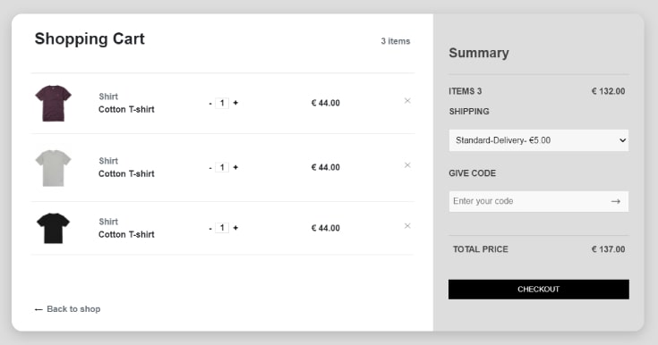 Bootstrap 4 ecommerce shopping cart