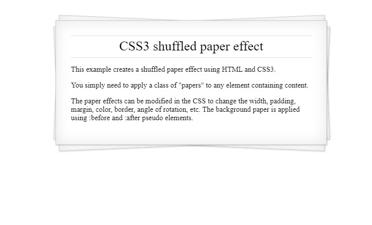 Shuffled paper effect