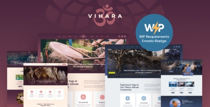 Vihara Ashram Oriental Buddhist Temple WordPress Theme + RTL