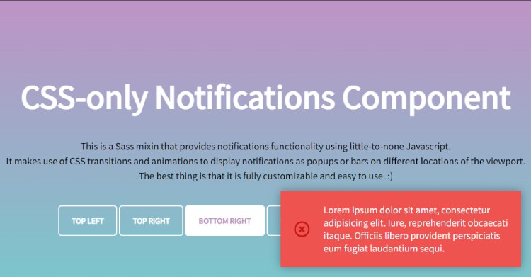 CSS-only Notifications Component