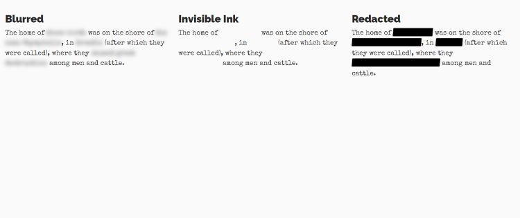 Blurred, Invisible Ink css